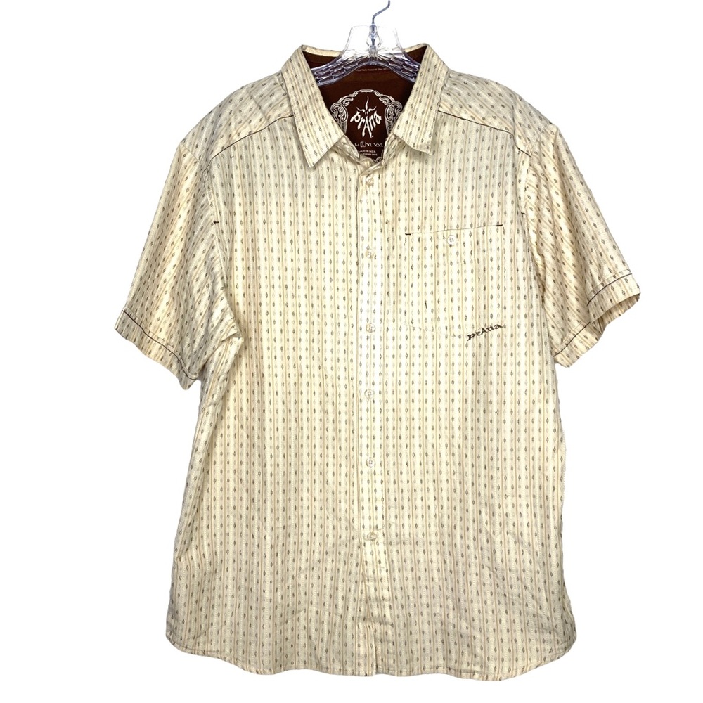 Prana Men’s Casual Button Up Shirt Athan Organic Cotton Large Short Sleeve